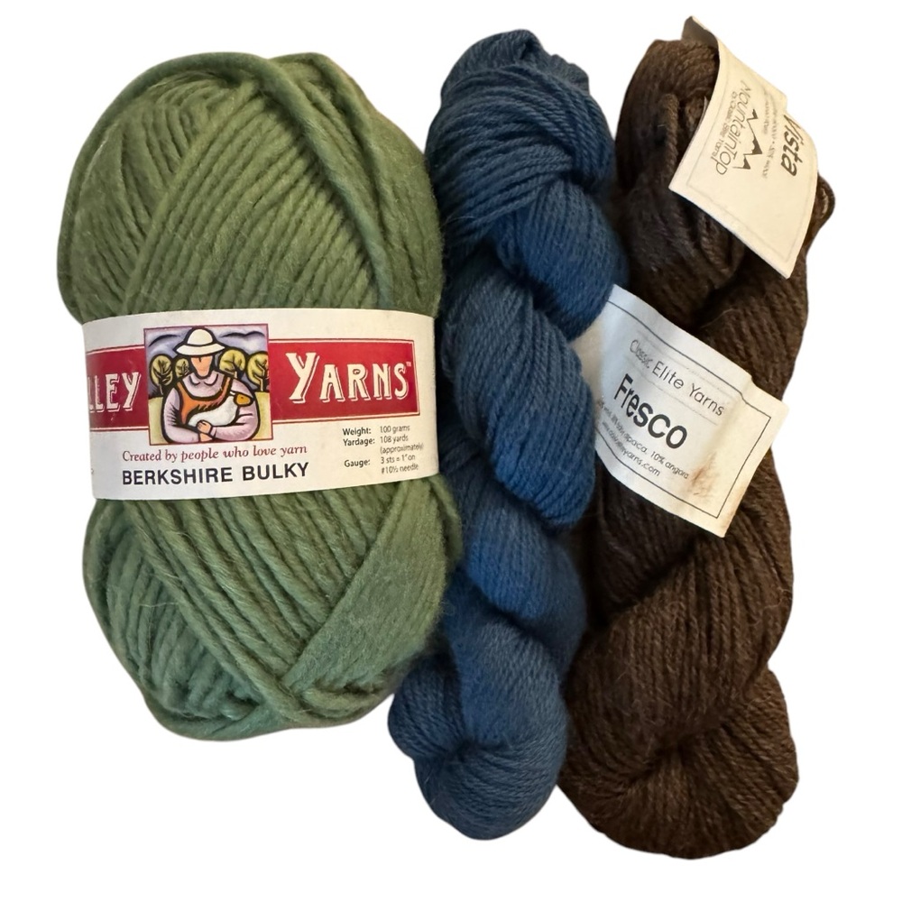 Alpaca Wool Blend 3 Hanks Yarn Classic Elite Valley Yarns Green Teal Brown NWT